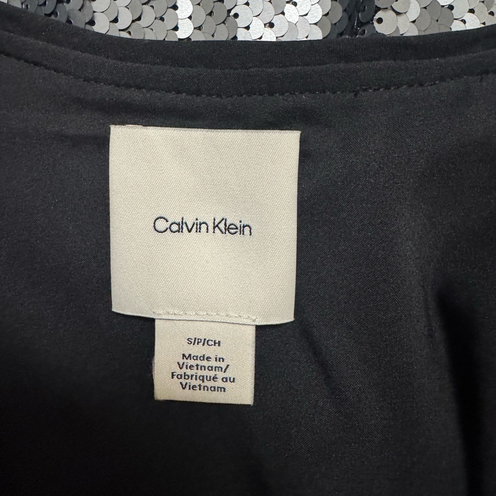 Calvin Klein Silver Sequin Midi Dress - Picture 8 of 12